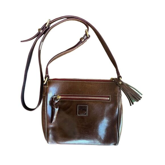 Dooney & Bourke Florentine Pocket Crossbody 8L975 CS Leather Chestnut Gentle Use - Picture 3 of 15